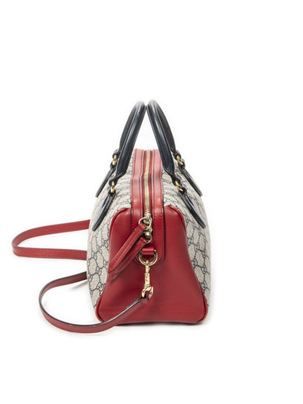 Gucci Small Boston Navy Beige Red Supreme Canvas Messenger - Picture 4 of 10